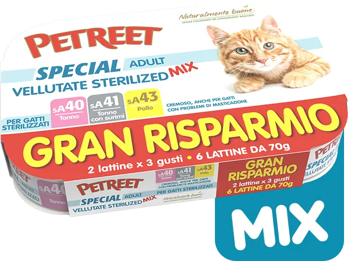 PETREET SA40-SA41-SA43 VELLUTATA STER. MIX 70gr X 6