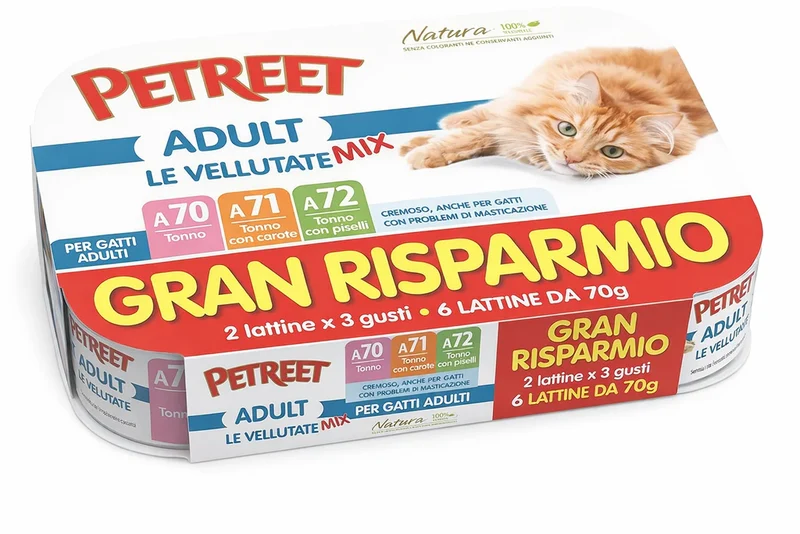 PETREET A70-A71-A72 VELLUTATA MIX TONNO 70gr X 6