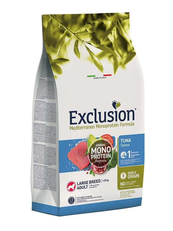 EXCLUSION CANE MEDITERRANEO ADULTO LARGE TONNO 12 KG