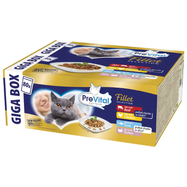 Prevital Cat Food Adult Sterilised Fillet Selection Multipack XXL Box 80x85 gr