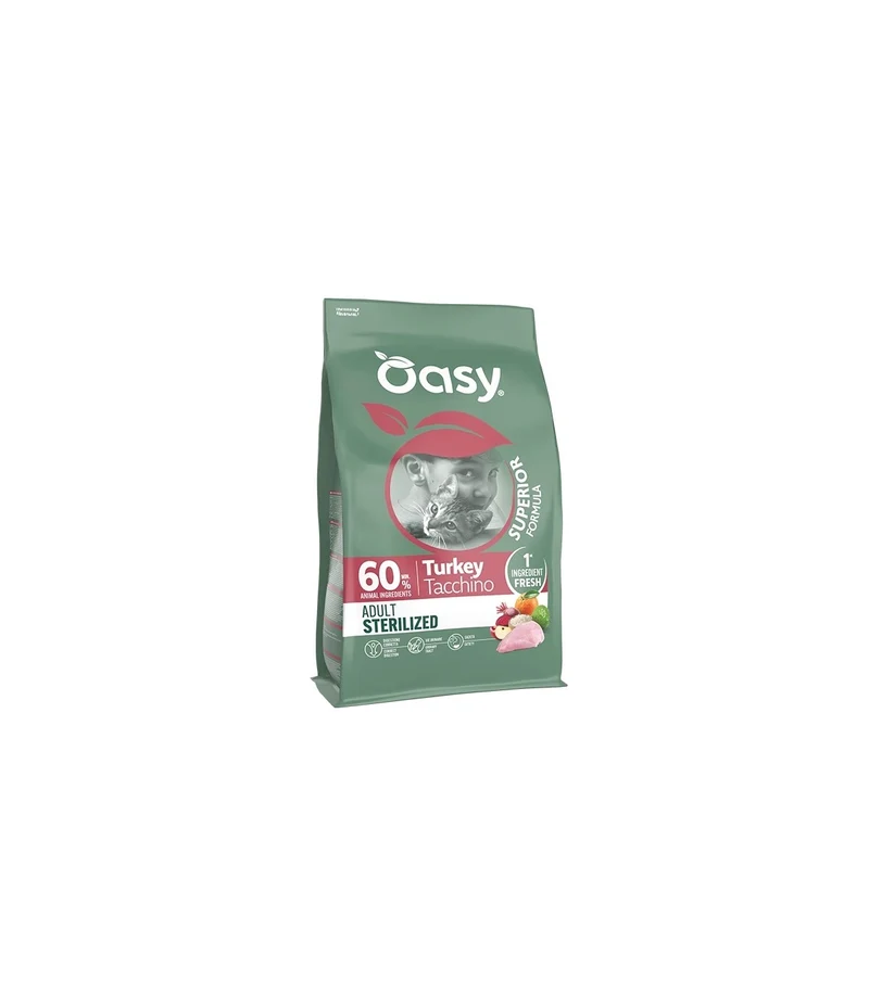 Oasy Adult Sterilized Tacchino - Crocchette per Gatti Sterilizzati - 1,5 kg