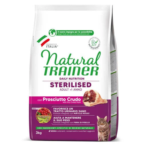 Natural Trainer Sterilized Prosciutto - Crocchette Gatti Sterilizzati - 3kg