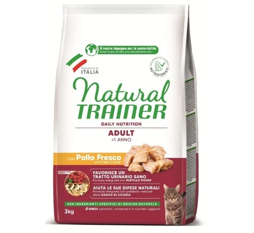 Natural Trainer Adult Pollo - Crocchette per Gatti Adulti - 3 kg