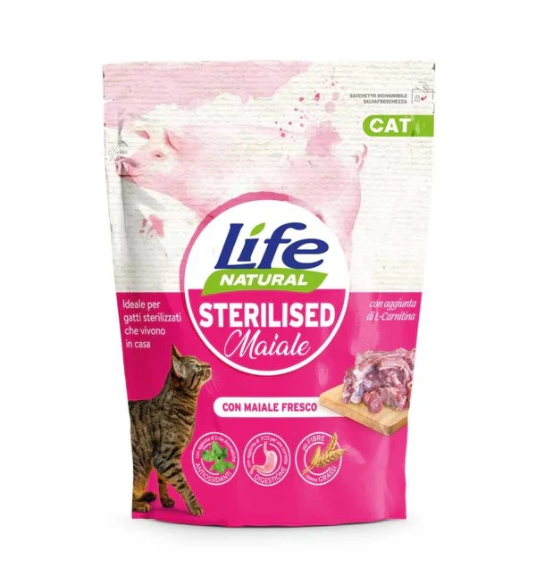 Lifecat Sterilized Maiale - Crocchette per Gatti Sterilizzati - 800 g