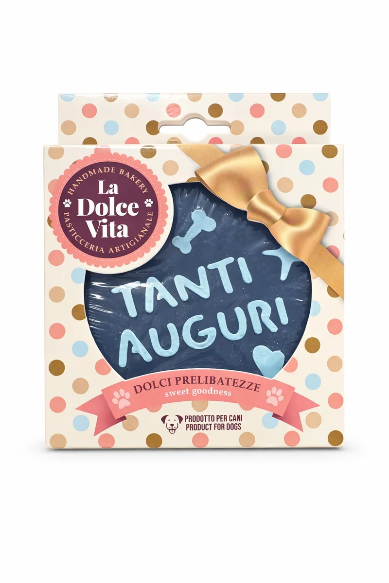 Torta di Compleanno Snack per Cani "Auguri" - Colore Azzurro