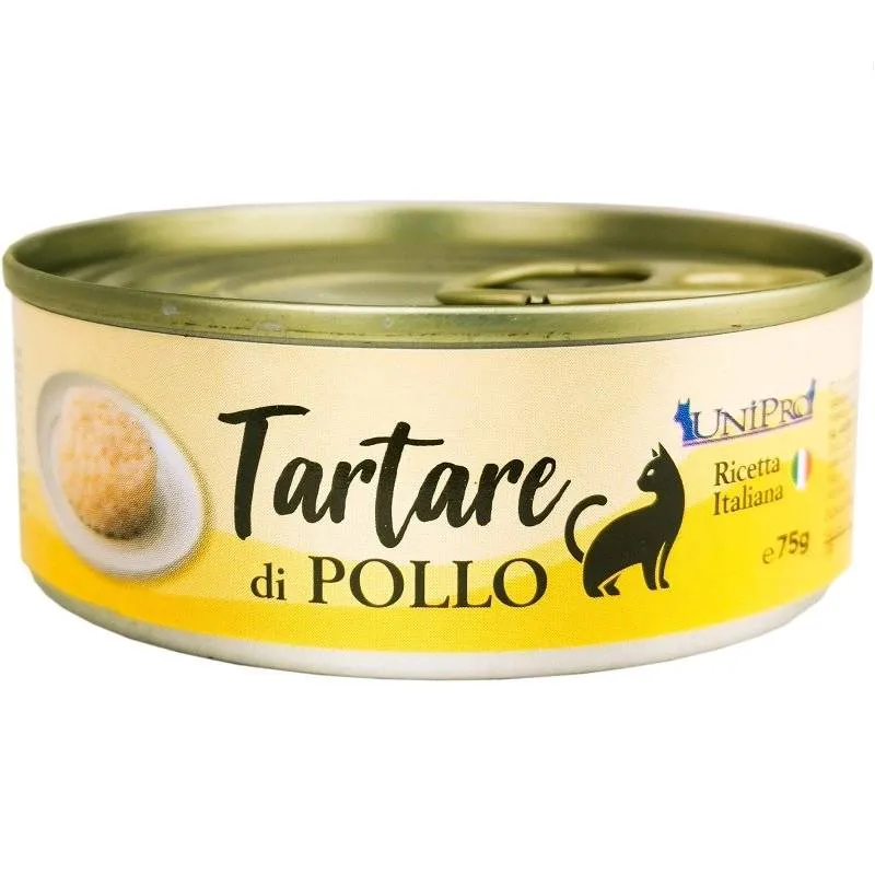 Unipro Tartare di Pollo - Alimento Umido Monoproteico per Gatti - 75 g