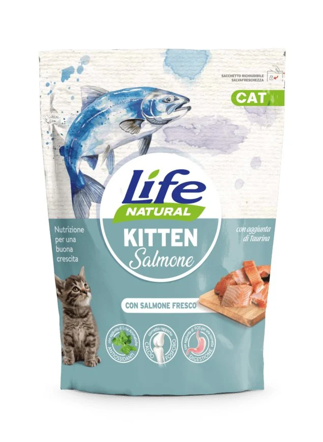 Lifecat Kitten Salmone - Crocchette Naturali per Gattini - 800 g
