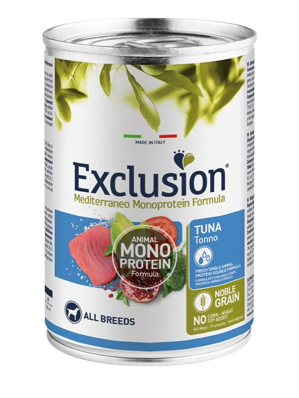 Exclusion Cane Mediterraneo Adulto All Breeds Tonno Lattina 400 g