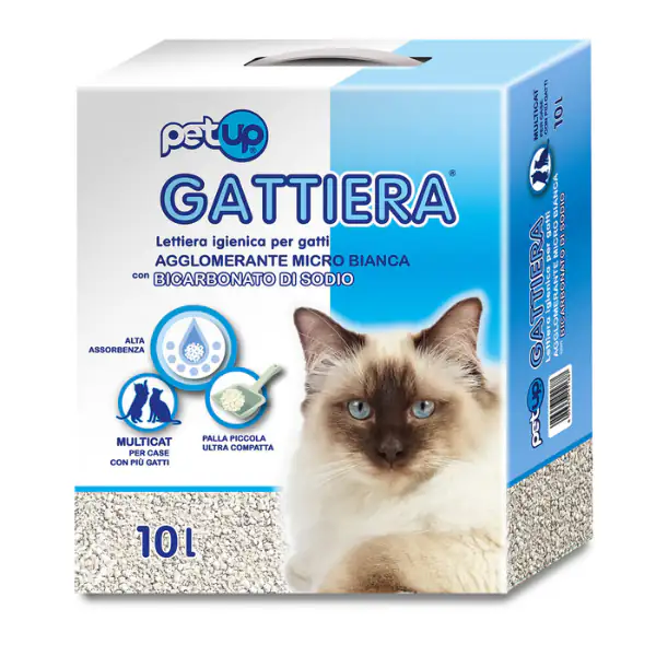 Lettiera agglomerante assorbente Multicat Micro Bianca con bicarbonato Gattiera PetUp