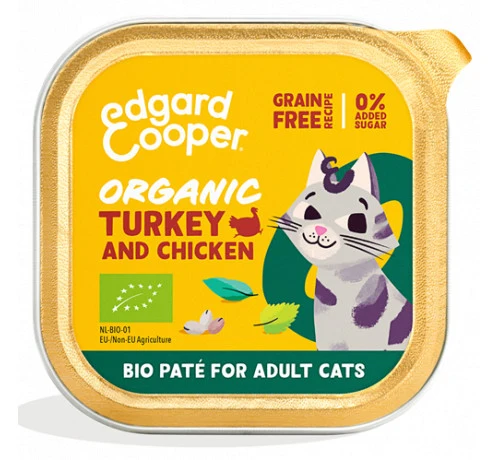 Edgard & Cooper Cibo Umido per Gatti al Tacchino e Pollo - Vaschetta 85 g
