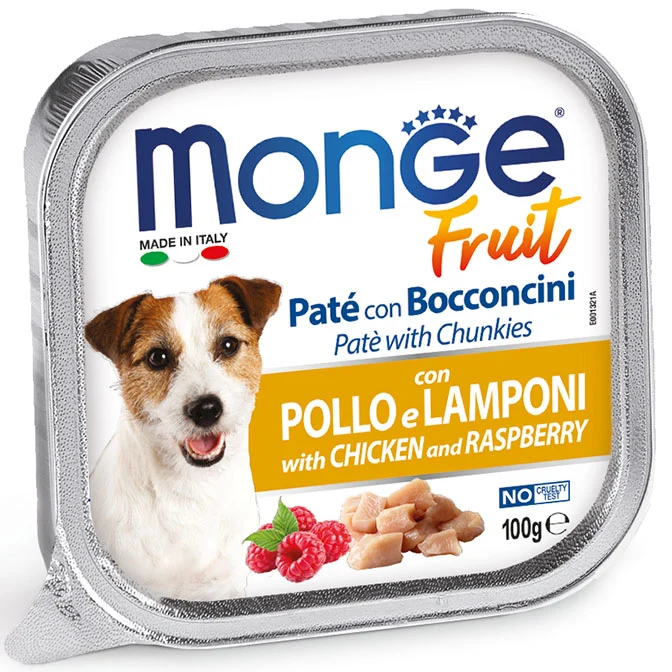 Monge Cane Fruit Vaschetta Adulto Pollo & Lamponi 100 g