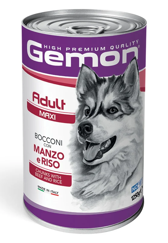 Gemon Cane Bocconi Adulto Maxi Maiale & Riso Lattina 1250 g