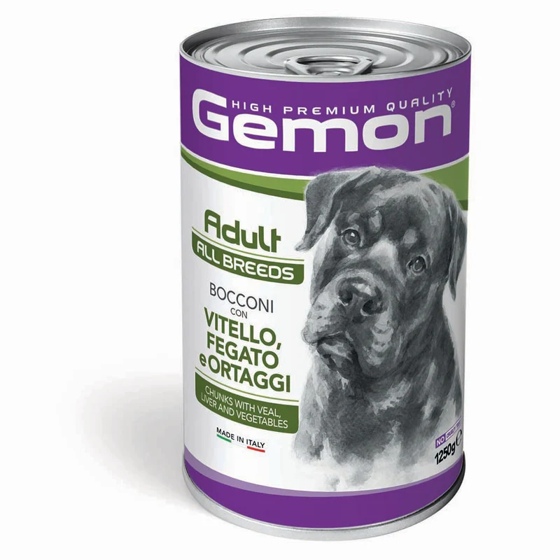 Gemon Cane Bocconi Adulto All Breeds Vitello, Fegato & Ortaggi Lattina 1250 g