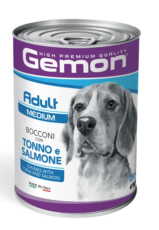 Gemon Cane Bocconi Adulto Medium Tonno & Salmone Lattina 415 g