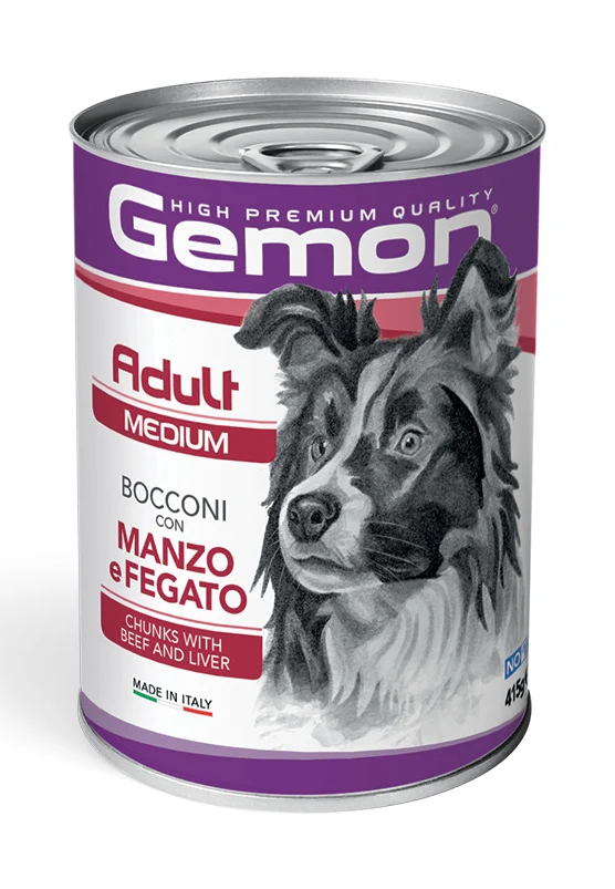 Gemon Cane Bocconi Adulto Medium Manzo & Fegato Lattina 415 g