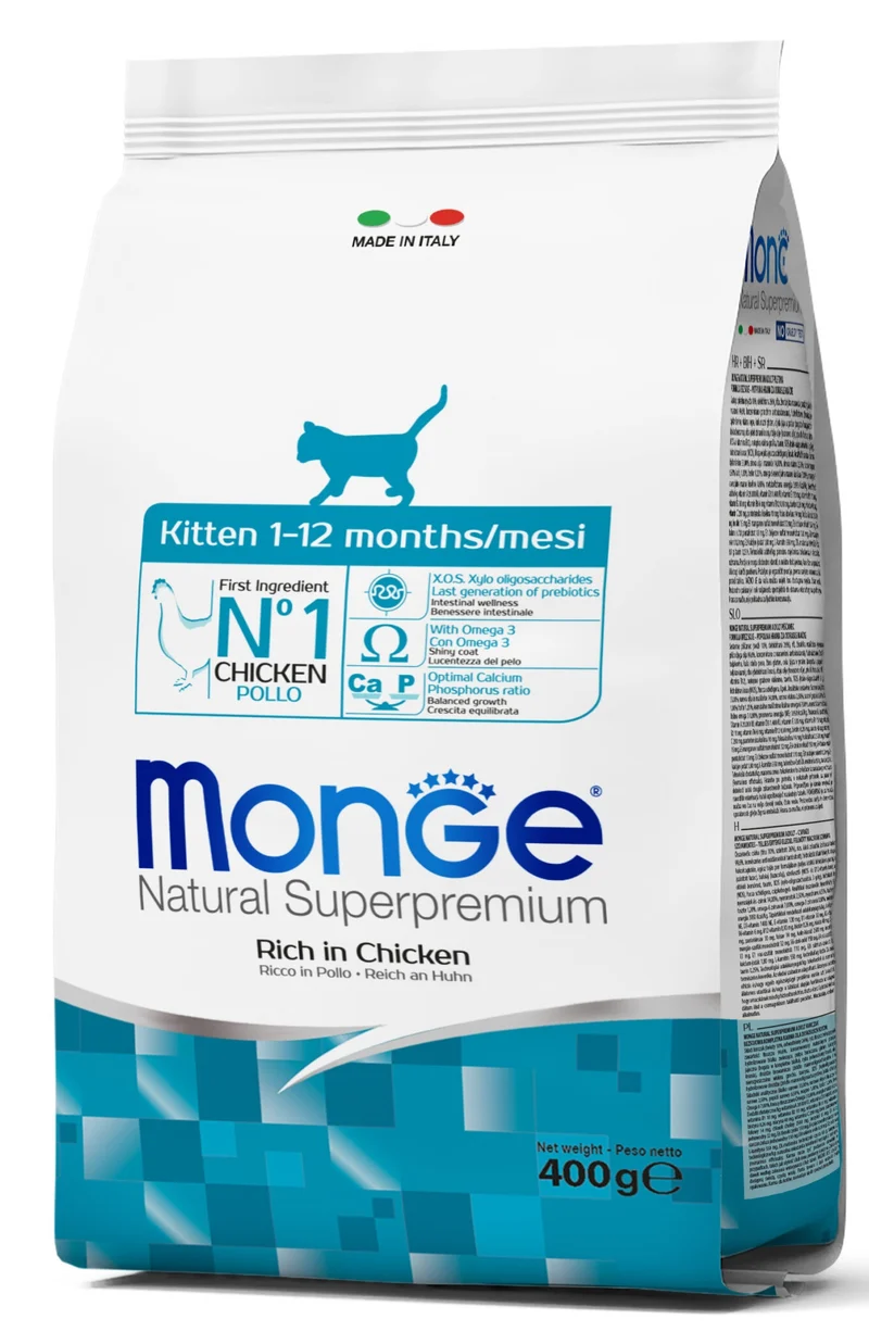 MONGE GATTO NATURAL SUPERPREMIUM KITTEN POLLO 400 GR