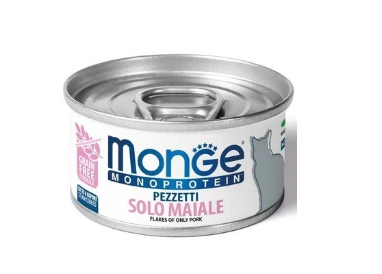 MONGE GATTO MONOPROTEIN LATTINA ADULTO PEZZETTI SOLO MAIALE 80 GR