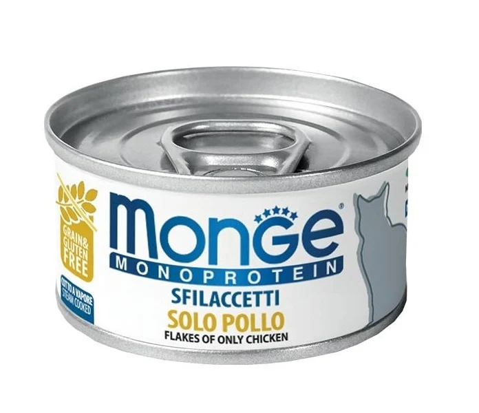 MONGE GATTO MONOPROTEIN LATTINA ADULTO SFILACCETTI SOLO POLLO 80 GR