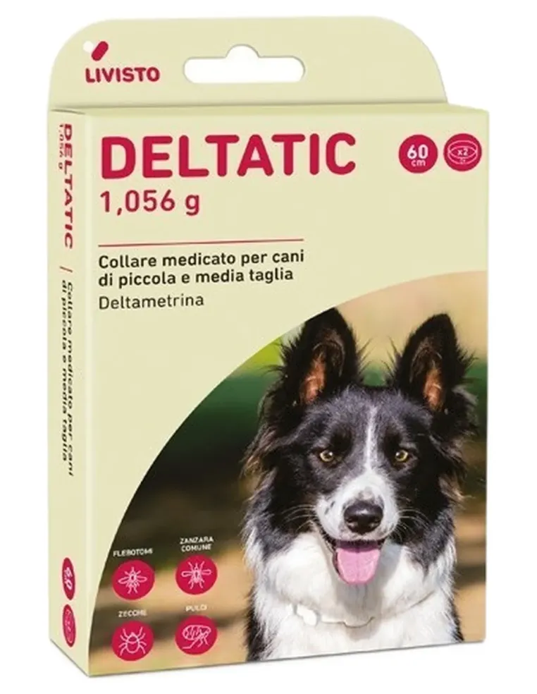 Deltatic Collare Antiparassitario per Cani Medi (0-25 kg) - 60 cm - 2 pz