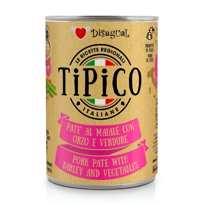 Disugual Cane Tipico Adulto Maiale, Orzo & Verdure Lattina 400 g