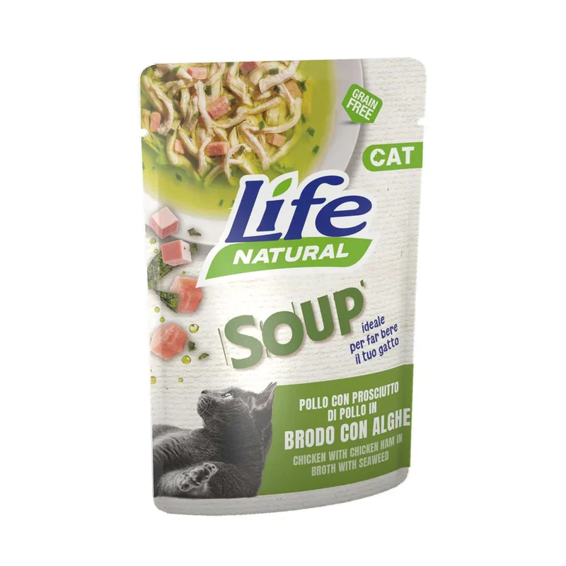 Lifecat Soup Pollo e Prosciutto in Brodo di Alghe - Gatti - 60 g