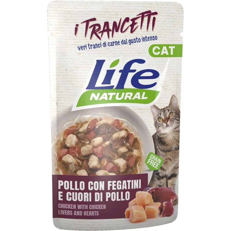Lifecat Trancetti di Pollo, Cuori e Fegatini in Busta - 55 g
