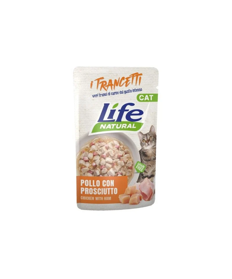 Lifecat Trancetti di Pollo e Prosciutto in Busta per Gatti - 55 g