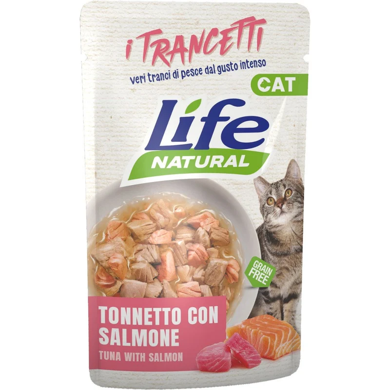 Lifecat Trancetti di Tonnetto e Salmone in Busta per Gatti - 55 g