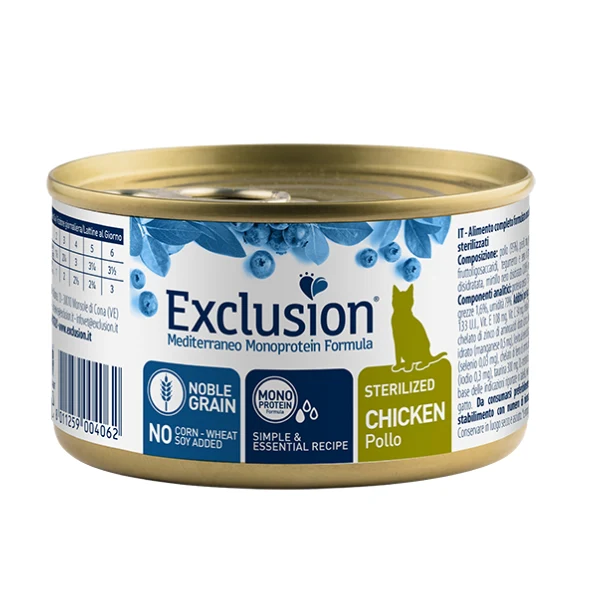 Exclusion Mediterraneo Sterilized 7+ Pollo - Umido Gatti Anziani - 85 g