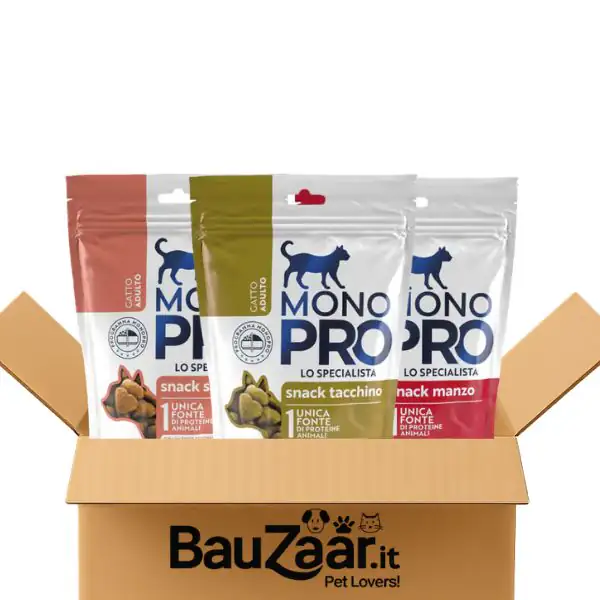 Bundle convenienza: Monopro snack per gatti Grain Free 300 gr multigusto