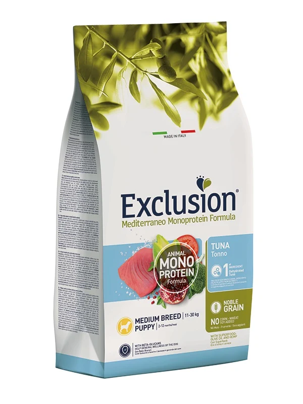 Exclusion Cane Mediterraneo Puppy Medium Tonno 12 kg