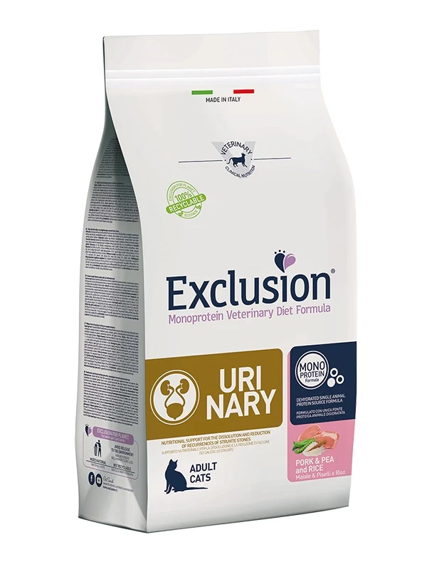 EXCLUSION GATTO DIET URINARY ADULTO MAIALE, PISELLI & RISO 1,5 KG