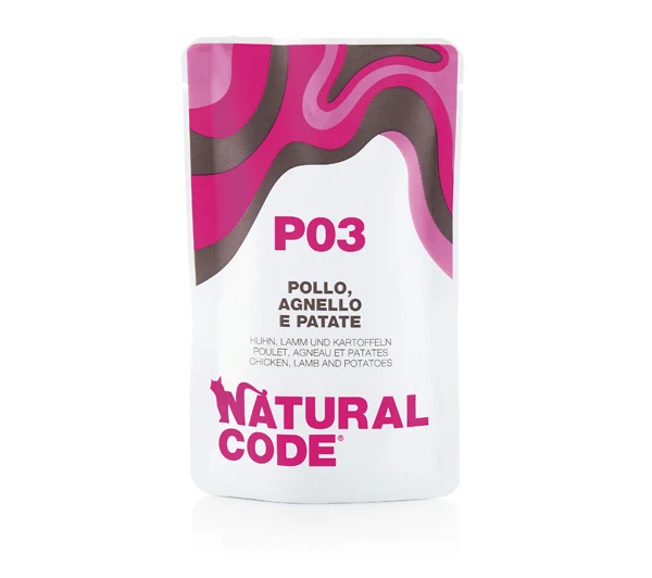 Natural Code Gatto Busta (P03) Adulto Pollo, Agnello & Patate 70 g