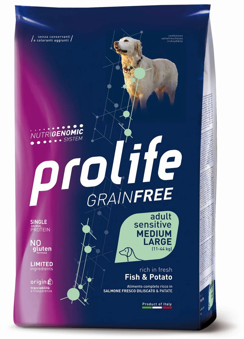 Prolife Cane Grain Free Sensitive Adulto Medium & Large Salmone & Patate 10 kg