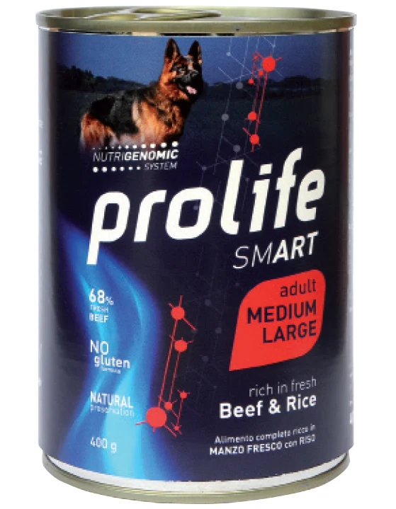 Prolife Cane Smart Adulto Medium & Large Manzo & Riso Lattina 400 g