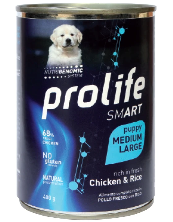 Prolife Cane Smart Puppy Medium & Large Pollo & Riso Lattina 400 g