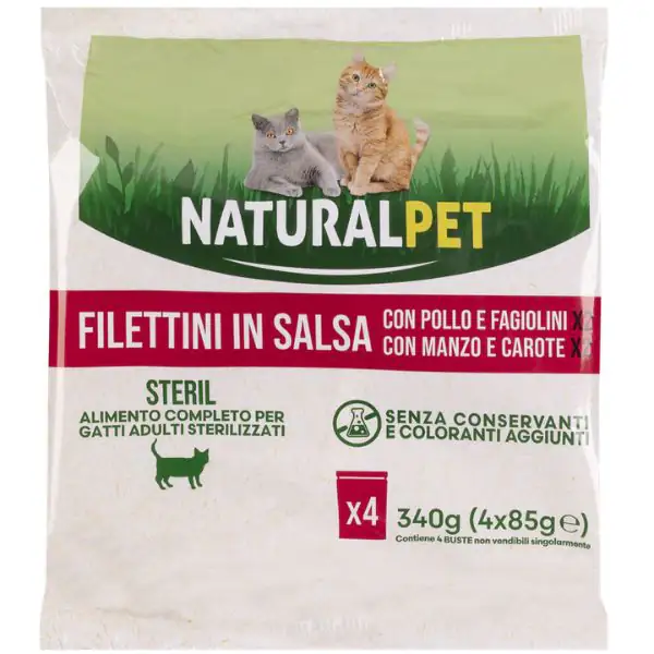 NaturalPet Cat Adult Sterilised Filettini in salsa multipack 4x85 gr