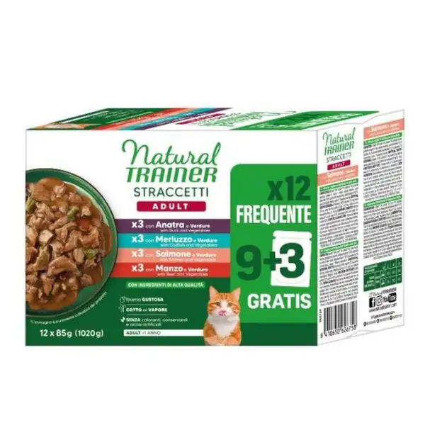 Natural Trainer Cat Adult Straccetti cotti al vapore multipack 12x85 gr