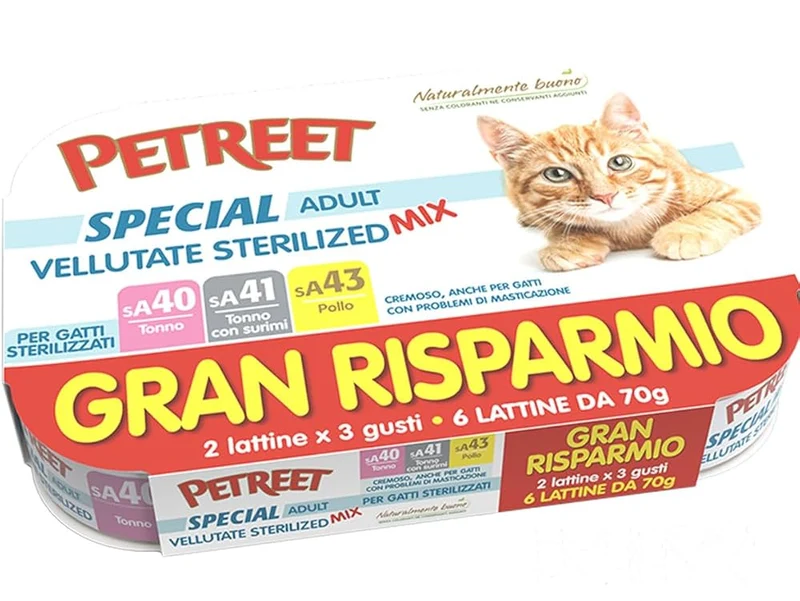 Petreet Vellutate Sterilizzate Mix - Multipack Umido Gatti - 6x70 g