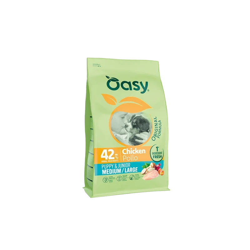 Oasy Puppy Medium & Large Pollo - Crocchette Cuccioli Taglia Media - 10 kg