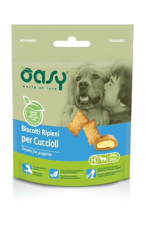 Oasy Cane Snack Biscotti Ripieni Puppy Pollo 70 g