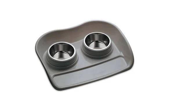 LEOPET VASSOIO ANTISCIVOLO IN PLASTICA POTTY CON DUE CIOTOLE IN ACCIAIO 2X400 ML
