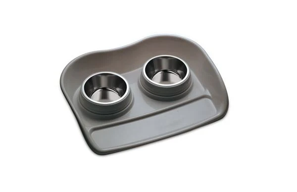 Vassoio Antiscivolo Leopet Potty con 2 Ciotole Inox - 2x400 ml