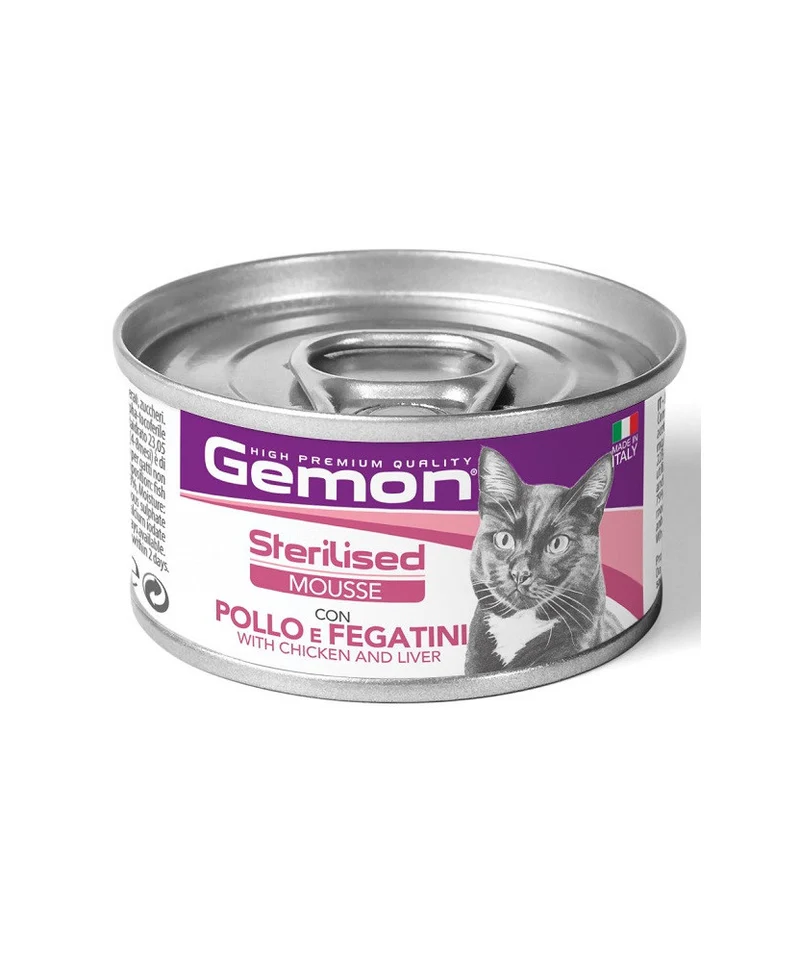 Gemon Mousse Sterilized Pollo con Fegato - Umido Soffice Gatti - 85 g