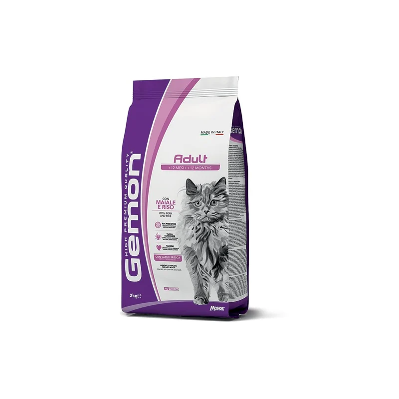 Gemon Adult Maiale e Riso - Crocchette Complete per Gatti - 2 kg