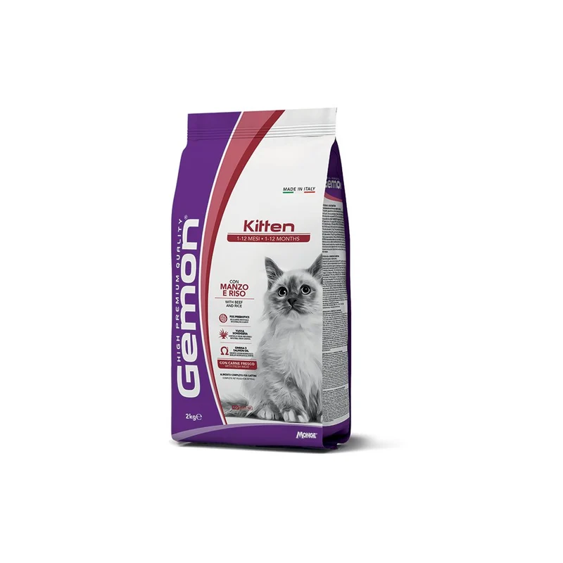 Gemon Kitten Manzo e Riso - Crocchette Complete per Gattini - 2 kg