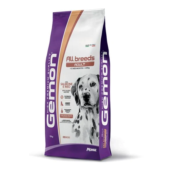 Gemon Adult Medium Salmone e Riso - Crocchette Complete Cani - 15 kg