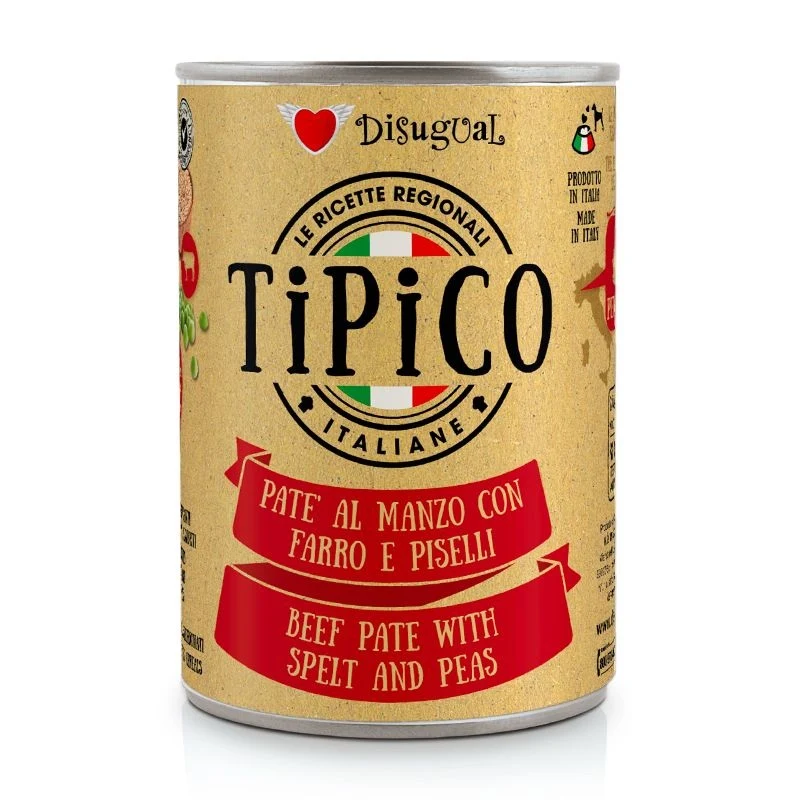 Disugual Cane Tipico Adulto Manzo, Farro & Piselli Lattina 400 g