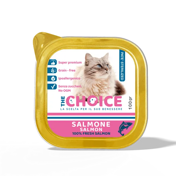 The Choice Paté al Salmone per Gatti Sterilizzati - Umido Senza Cereali - 100 g