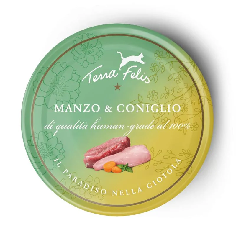 Terra Felis Manzo e Coniglio - Umido Grain Free per Gatti - 80 g